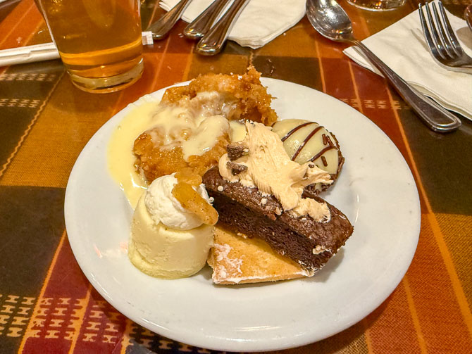 Dessert plate with Zebra Domes and bread pudding at Boma, Animal Kingdom Lodge