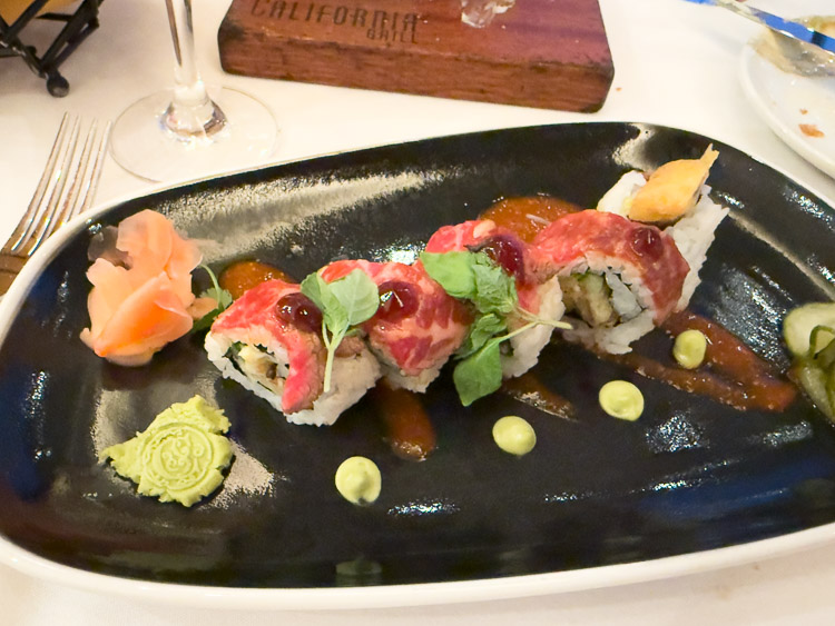 Surf & turf roll sushi at California Grill