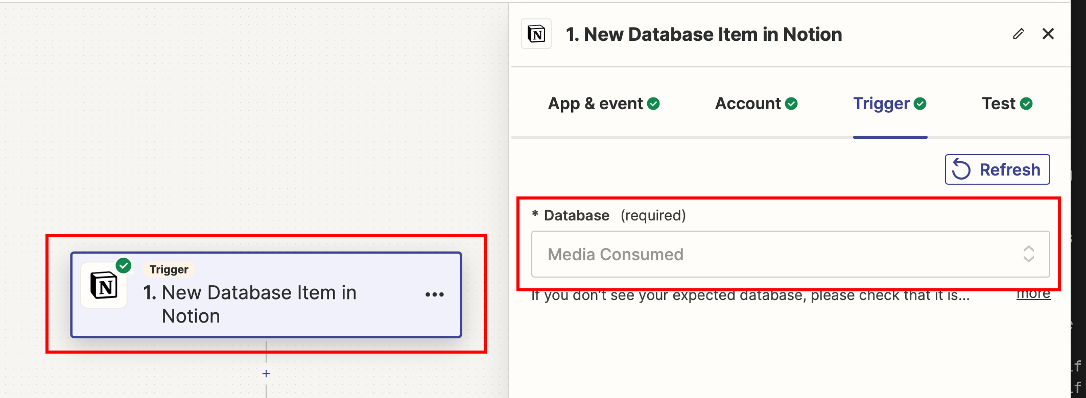 Creating a new database item trigger in Notion